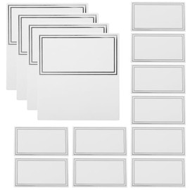 Ciieeo Tarjetas De Lugar De Mesa para Boda Dobles con Marco Plateado Y Dorado Tarjetas Decorativas Plegables para Fiesta 3.54X1.96X1.96 in 50 Unidades para Decoración De Eventos Y Asientos