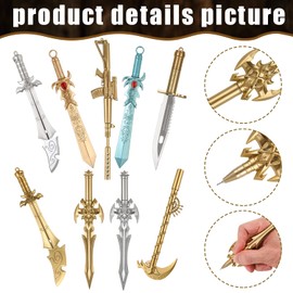 BENBO 14 Pieces Gel Ink Pens Set, Ancient Fake Sword Pens Gel Ink Fun Novelty Ballpoint Pens Cool Fake Knife Sickle Hammer Dart Gun Shape Plastic Pen for School Office Writing Birthday