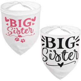 Heclia Big Sister Dog Bandana for Pets 2 PCS Pink Scarf Accessories for Dog Lovers & Owners Big Sister Celebration Soft Puppy Bandana Promoted to Pets Gift Spring Handkerchiefs