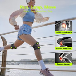 Patella Knee Brace with Side Stabilizers for Men & Women, Adjustable Patellar Tendon Support Strap for Knee Pain, Knee Strap for Running, Meniscus Tear, Arthritis, Tendonitis, Injury Recovery (Black, One Size)