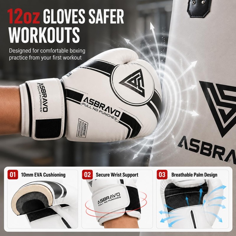 ASBRAVO 4ft PU Punching Bag Set for Adults with Gloves,