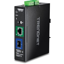 TRENDnet Industrial 10G SFP+ to 10G PoE++ Media Converter, TI-BF711SFP, Hardened IP50 Rated, NDAA & TAA Compliant for Government Use, Provides up to 95W, DIN-Rail and Wall Mounts Included