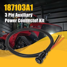 3 Pin Auxiliary Power Connector Kit 187103A1 Fit for John Deere 9430 9430T 9530 9530T 9630 9630T 9330, for Ford, for Case-IH Tractor, Combine, Cotton Picker Models, Replace# 86511459, RE37651, AP459