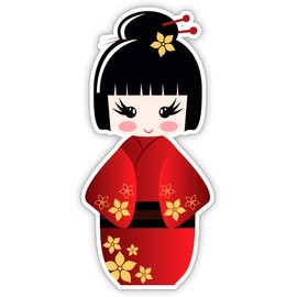 GT Graphics Cute Red Geisha - Vinyl Sticker Waterproof Decal