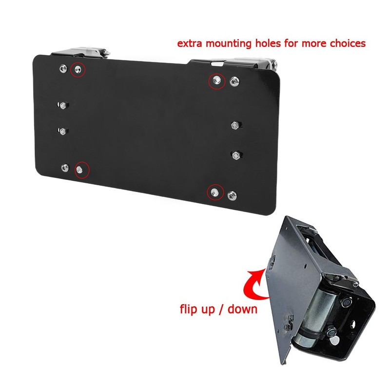License Plate Bracket Black Stainless Steel Winch License Plate Holder