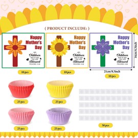 Jingmore 30 Set Christian Mother's Day Flower Craft Kits for Church Gifts Bulk Flower Picture Frames Crafts Mother's Day Greeting Cards for Classroom Sunday School Toddlers