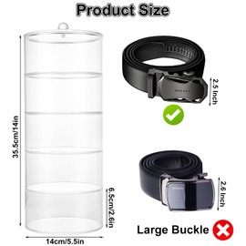 QTLCOHD Belt Organizer, 5 Layer Acrylic Belt Organizer, Stackable Clear Belt Storage Organizer Box for Closet, Drawer, Belt, Watches and Other Accessories