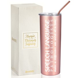 Onebttl Speech Language Pathology Gifts for Women, Gifts for SLP on National Speech Pathologist Day, Birthday and Chirstmas, 20 oz Insulated Stainless Steel Travel Tumbler-ONE WORD AT A TIME