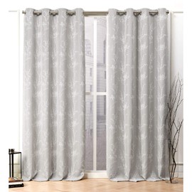 Nicole Miller Turion Floral Room Darkening Blackout Grommet Top Curtain Panel Pair, 52"x96", Dove Grey