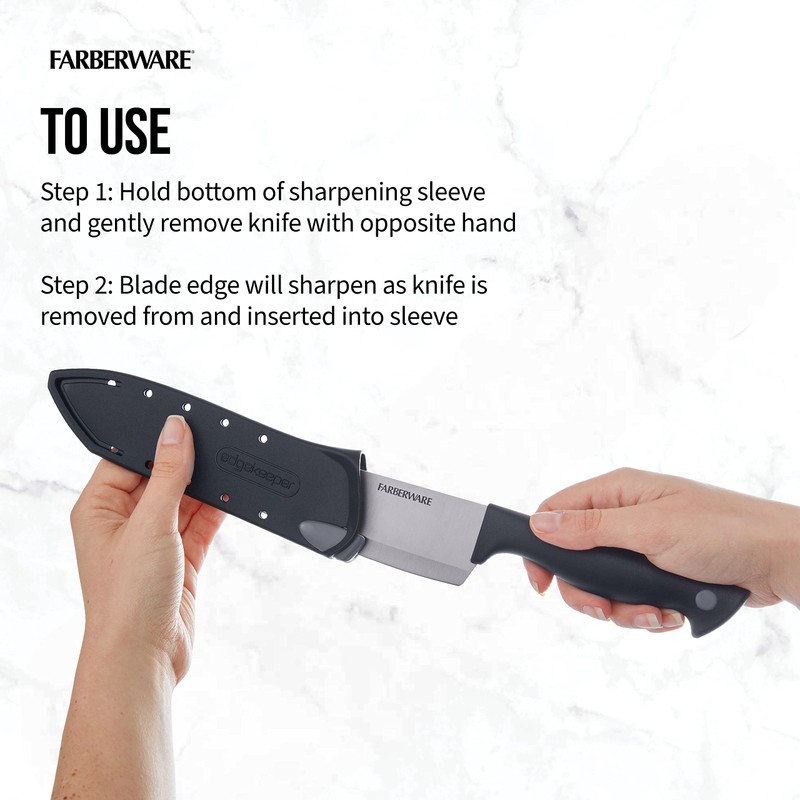 Farberware Edgekeeper 6-Inch Chef Knife with Self-Sharpening Blade Cover, High