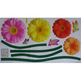 Floral Plant Wall Art Sticker 1 Large Sheet 570 x 320 mm (10 "x Stickers for Flat Surfaces