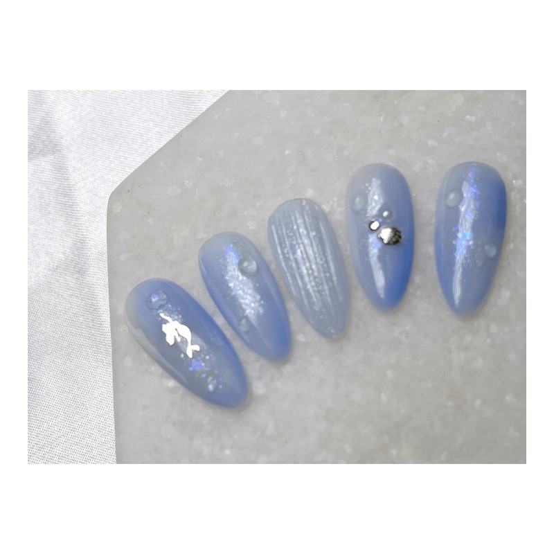 [Dune] Little MermaidHandmade nail tips filled with sea-like marbles -