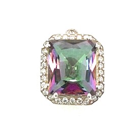 8ct Rainbow mystic Topaz 925 Solid Sterling Silver Pendant 20mm
