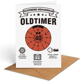 TUZELIYA Birthday Card Man, 40th Birthday Man Card, Gentle Treat Old Timer, Funny Gifts for 40th Birthday Woman Man