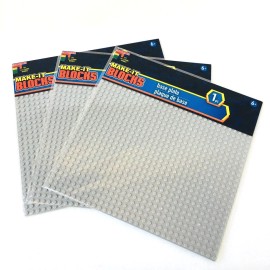 Make-It Blocks 3- Make-It Blocks- Base Plate 10" Square Gray Work w All Major Bland T-236