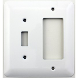 Mulberry Princess Style White Two Gang Combination Switch Plate - One Toggle Light Switch Opening One GFI/Rocker Opening