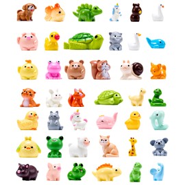 42 Pcs Mini Resin Animal, 42 Tiny Resin Animals, Miniature Little Small Animal Figurines for Micro Fairy Garden Landscape Accessories Dollhouse Hide Crafts Decor Aquarium Toys