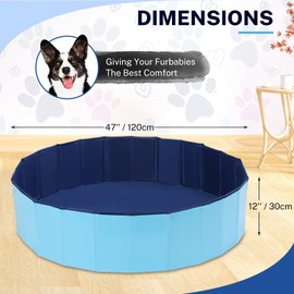 NATGAI Portable Whelping Box for Puppies | 47"X12" Dog Birthing Pool, Whelping Pen for Dogs, Dog Pool Ideal for Puppies' Delivery & Outdoor Fun (47inch Dia. × 12inch H/120 × 30cm)
