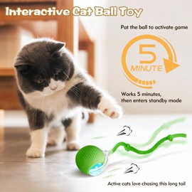 luseyfj Interactive Cat Ball Toys for Indoor Cats, Peppy Pet Ball, 2025 Upgraded Automatic Kitten Toy for Bored Indoor Adult Cat, 360°Smart Rolling Toy (Green)