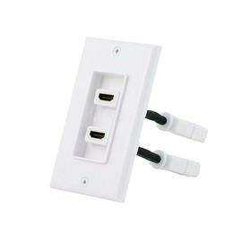 Monoprice Two-Piece Inset Wall Plate with 4 Inch Built-in Flexible High Speed HDMI Cable With Ethernet - Dual Port (2P)