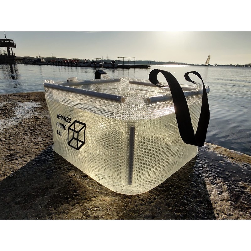 WASH22 Cubic 15L Folding Collapsible Camping Washing Up Basin Bucket