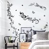 wondever Flowers Vine Wall Stickers Black Floral Butterfly Peel and