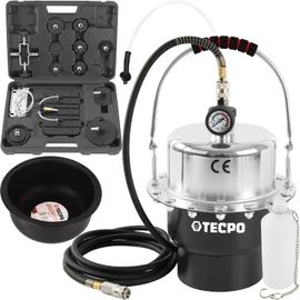 TECPO Brake Bleeder 5 Litre Compressed Air Brake Bleeder + Car Adaptor 17 Pieces + Replacement Rubber Membrane