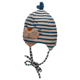 Sterntaler Baby Boys Beanie Baby Beanie Seal Hat – Beanie Baby Children's Beanie – Knitted with Stripes and Tie Band – Natural, natural