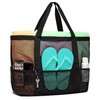 Large Capacity Mesh Beach Bag for Toys & Swimwear - Versatile Travel Tote Shoulder Bag Vivid Red 2ea