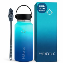 Hidranur Termo Botella de Agua, Termo de Acero Inoxidable sin BPA, 40 Oz (1182.94 ml), Termo Para Cafe, 24 Horas de Agua Caliente y Fria, Tapa Hermética, Ideal para Viaje (Azul, 40 Oz (1182.94 ml))