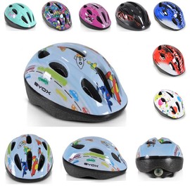 Byox Children's Safety Helmet Y03 Size S 48-54 cm Adjustable LED Lighting 8 Holes Colour: Light Blue