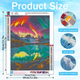 Diamond Painting Landscape, Peinture Diamant Aurora, Diamond Painting Kits for Adults for Gifts and Home Wall Decor 12x16 Inch