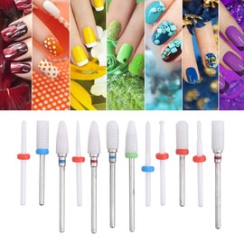 12 piezas de brocas de cerámica para uñas, pulidora de uñas eléctrica, brocas para pulidora, herramientas de decoración de uñas para manicura y pedicura, 3/32 '' (2,35 mm)