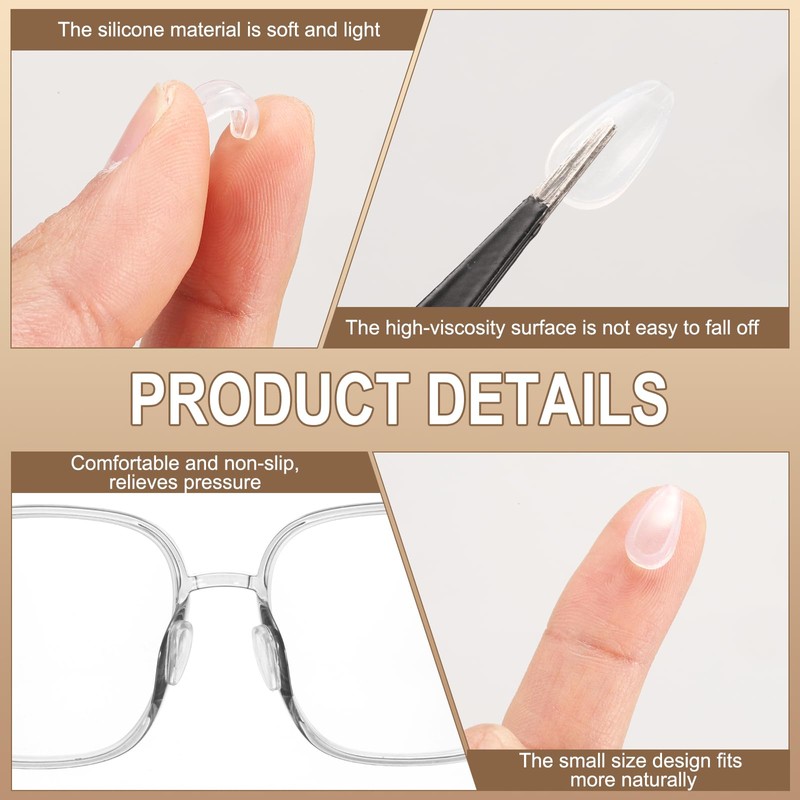 HARFINGTON 5 Pairs Eyeglass Nose Pads 3.2mm Thickness Silicone Adhesive