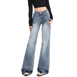 EMMIOL Womens Low Rise Jeans Wide Leg Straight Baggy Jeans Boyfriend Denim Pants Bootcut Jeans Summer Outfits