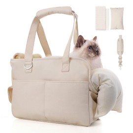 Dog Carriers for Small Dogs, Soft Sided Folding Small Dog Carrier for Dogs Medium Cats Puppies up to 13 Lbs, Washable Breathable Puppy Carrie Carrier for Outdoor Travel (Small Beige)