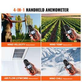 Happybuy Bluetooth Handheld Anemometer, 14℉-140℉, Digital Wind Speed Meter Gauge with LED Backlight Screen, Measures Wind Velocity Wind Temperature Air Flow Wind Chill, for Surfing Drone Flying HVAC
