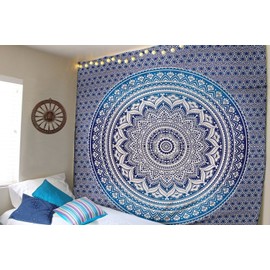 Raajsee Indian Tapestry Mandala Ombre Tapestry Hippie Psychedelic Wall Hanging, Elephant Boho Indian Oriental Cotton Wall Cloth