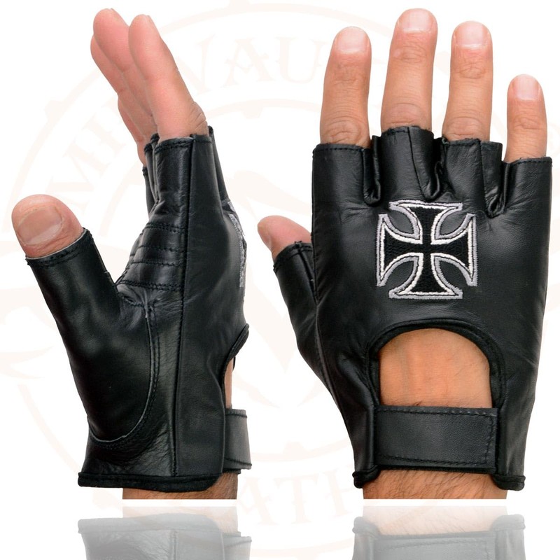 Milwaukee Leather Men's Fingerless Motorcycle Riding Hand Gloves - Medium