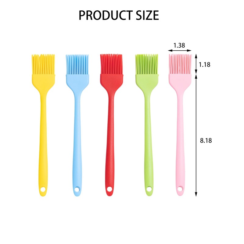 5 Pack 8.18in MultiColor Heat Resistant Basting Brush, Silicone Cooking