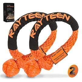 RAYTEEN Synthetic Orange Soft Shackle Recovery 1/2x22.83 INCH(2 Pack), Lab Tested 55,935LBS with Sleeve UHMWPE Made for Sailing 4X4 SUV Off-Road Jeep Truck ATV UTV Farming Mining Tractor