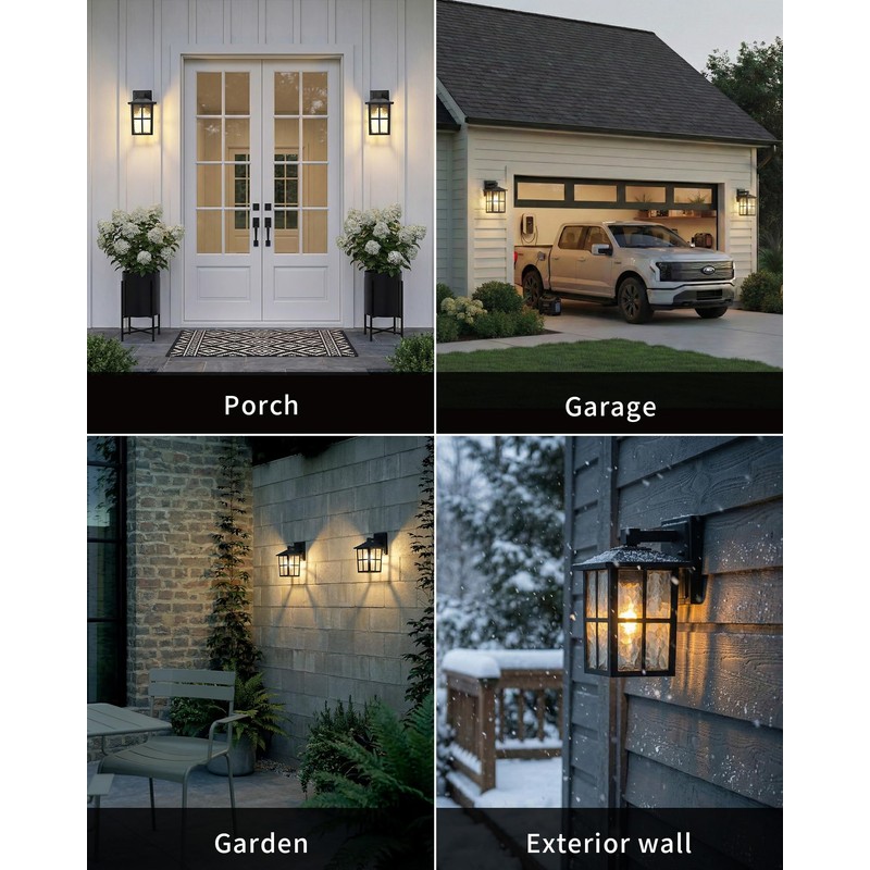 KDG Black Outdoor Waterproof Modern Patio Wall Light Fixtures Set
