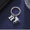 Amaxer White Enamel Ice Skates Shoes Pendant Keyring Alphabet Letters