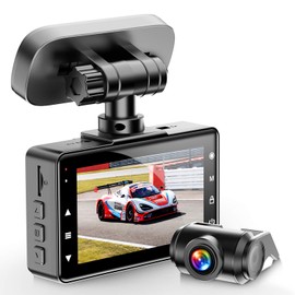 AKEEYO Dash Camera, Front and Rear Camera, Small Dash Camera, 1440P Image Quality, Super Capacitor, 180° Upside Down, 150° Super Wide Angle, 3-inch IPS LCD Panel, Equipped with WDR, Night Shooting,