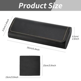 wlertcop Hard Glasses Case, Black Leather Glasses Case for Men, Women, Children And The Elderly– Ideal for Glasses & Sunglasses