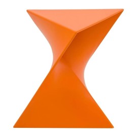LeisureMod Randolph Modern Plastic Triangle End Table in Orange