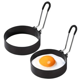 Fried egg mould, 2 pieces egg mould, non-stick round fried egg moulds for the pan, pancake mould, stainless steel egg rings, with scald-proof folding handles, egg ring for fried eggs, meatloaf,