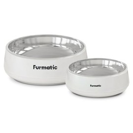 Furmatic Stainless Steel Bowls for Dogs and Cats, Non Slip, Metal Pet Bowl for Food and Water, Double Walled Insulated, Rustproof, Dishwasher Safe (Large)