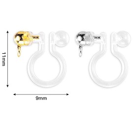 Samcos Non-Hole Earrings, Resin Earrings Set with Cans, 20 Pairs 40 Pieces, Vertical Mosquito Round Balls, Gold, Silver, 2 Colors, Resin, Transparent Color, Handicraft, DIY, Handmade, Material Parts, Hypoallergenic, (A)