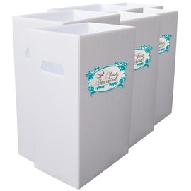 VictoryStore Reusable Trash Bin Set of 6, 22.3 Gallons, Just Married Bird Design, Medium Size, 4mil Corrugated Plastic Wedding Waste Bin